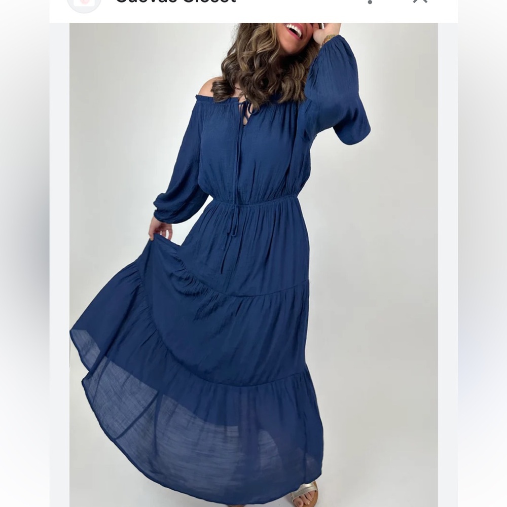 Hale Bob Navy Cotton Long Sleeve Dress NEW